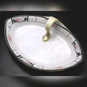 Antique Nippon Japan Candy Dish / Serving Dish with Side Handle - Hand Painted Porcelain
