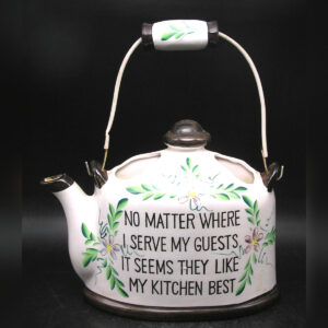 Vintage Ceramic Kettle Wall Pocket, Hanger, Japan, Hand Painted