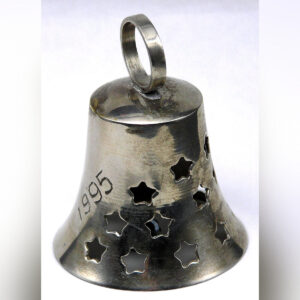 Silver 1995 Christmas Bell w Star Cutouts