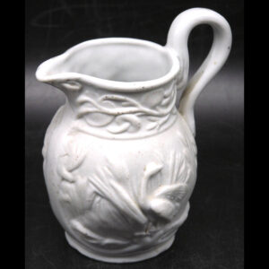 Antique Parian Porcelain Creamer / Pitcher w Relief Images of Herons - mid 1800s