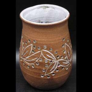 Incised, Pierced Rustic Pottery / Clay Candle Holder / Lantern, Handmade "CJ"