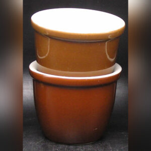 Vintage set/2 Brown HALL Restaurant Ware Ramekins / Small Stoneware Sauce Bowls