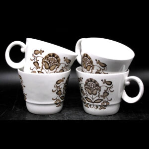 50% off - Set/4 Vintage Woods Burslem England Tea Cups, Wellesley Pattern - was 33.95