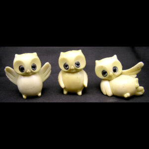 Vintage Set of 3 Cute Hard Plastic Miniature Owls