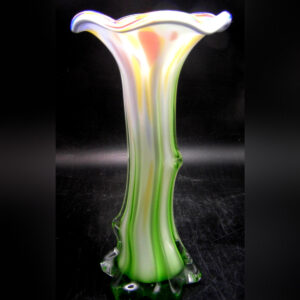 Vintage Multi-colored Cased Art Glass Tree-Trunk Vase, 8" Tall