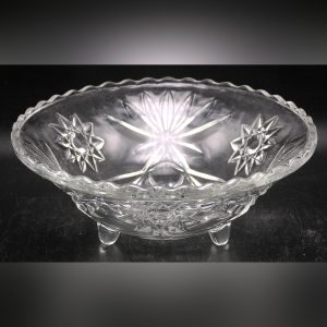 Pair Anchor Hocking EAPC Early American Prescut 3-Toed / Footed Bowls - Star of David