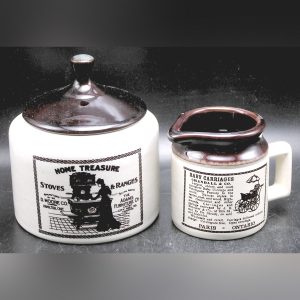 Beauce Beauceware Abenakis Cream & Sugar w "Ye Olde Canadian Crock Print" Copy  Expired