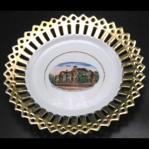 Antique Souvenir Plate Nova Scotia Province House Halifax, Reticulated Gold Edge