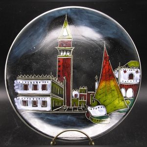 Hand Painted Sgraffito Plate - St. Mark's Square, Venice - Piazza San Marco, Venezia Italy