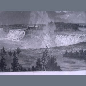 Antique 1873 Original Steel Engraving - Panoramic View of Niagara & American Falls